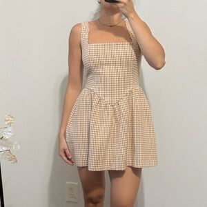 Boutique Tan Houndstooth Dress